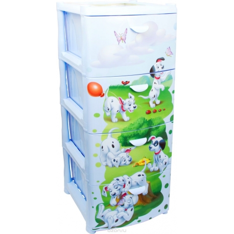 Комод пластиковый с 4 ящиками Disney Далматинцы арт. М 2805-Д