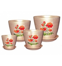 Комплект горшков керамических "Миллениум" металлик персик,  4 шт. арт. 259144-07