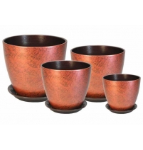 Комплект горшков керамических Бутон Мрамор 4 шт. Бордо