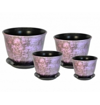 Комплект горшков керамических Гранд Мрамор 4 шт. Сиреневый