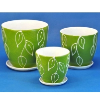 Комплект горшков керамических "Овал высокий Олива" 3шт.