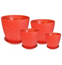Комплект горшков керамических "Бутон Винил", 4шт. Красный