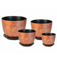 Комплект горшков керамических Милан Призма, 4 шт. Желтый/коричневый