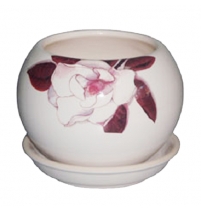 Горшок керамический шар 1,4 л. белый "Магнолия"