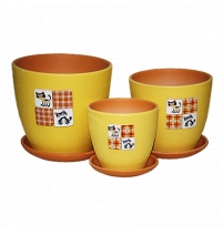 Комплект горшков керамических крокус "Барсик" (3шт) Желтый