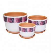 Комплект горшков керамических Банка-фундук "Вязь" Сиреневый
