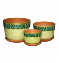 Комплект горшков керамических Банка-фундук "Папоротник"