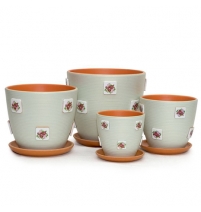 Комплект горшков керамических Крокус "Букетик" 3 шт. Светло-зеленый