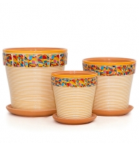Комплект горшков керамических "Мозаика" 3 шт. Охра