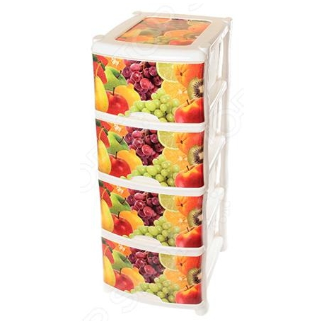 Пластиковый комод 4 ящика Фрукты арт.0352