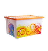 Контейнер пластиковый с крышкой X-box Брызги 57л арт. BQ2586БР