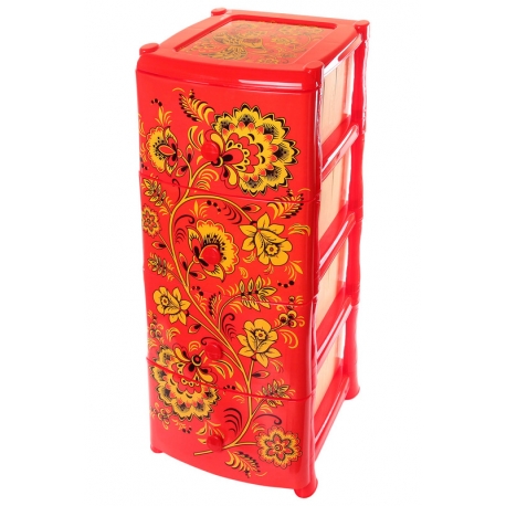 Пластиковый комод с 4 ящиками Violet Хохлома Арт. 0352